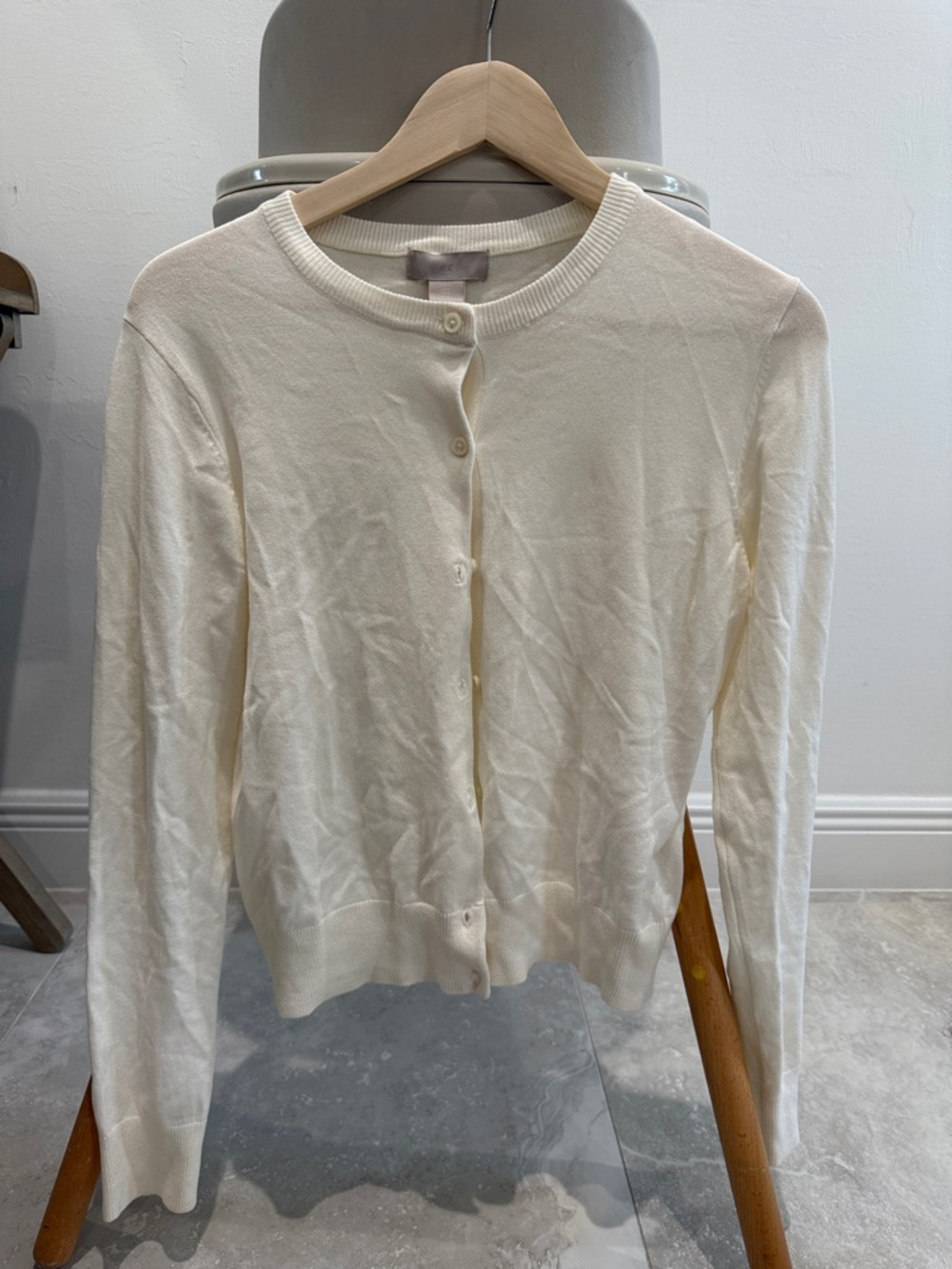 H&M Cream Button-Front Lightweight Cardigan